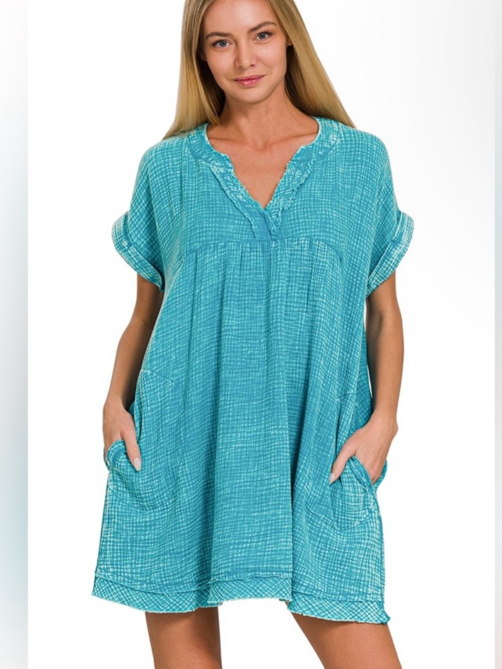 Teal Women's dress with pockets